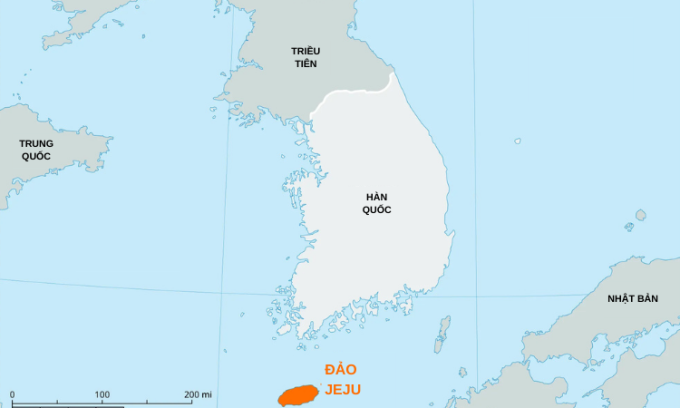 Vị trí đảo Jeju, Hàn Quốc. Theo Britannica