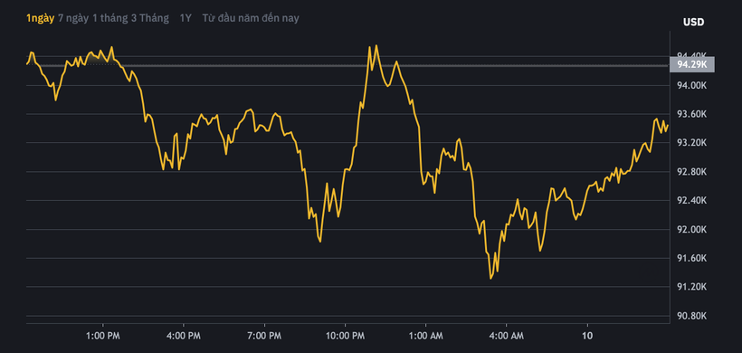 Giá Bitcoin tiếp tục lao dốc sau khi tái lập mốc trên 102.000 USD/BTC. Ảnh chụp màn hình Binance.