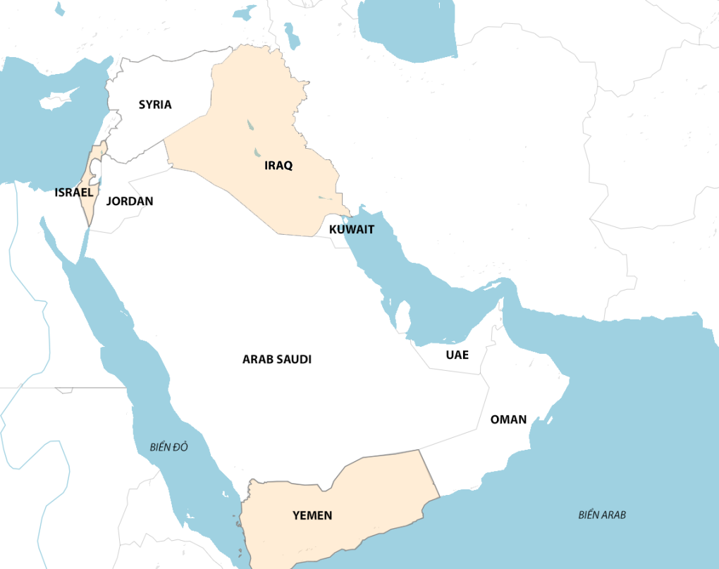 Vị trí Israel, Yemen và Iraq. Đồ họa: Amwaj